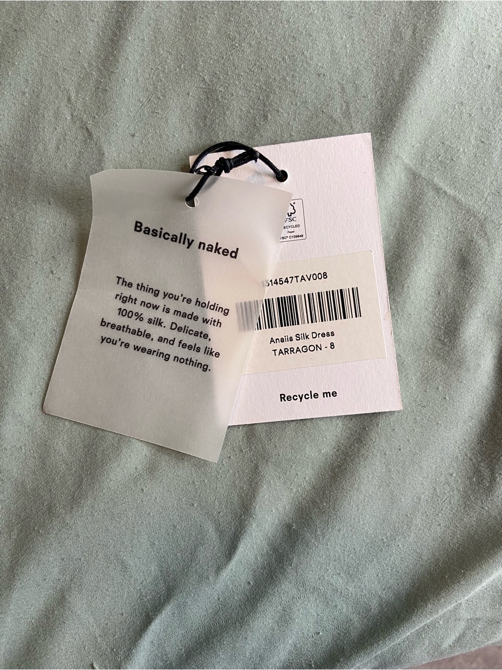 Reformation Anaiis Tarragon Silk Dress Size 8 - Picture 5 of 6